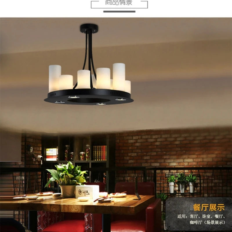 Candle chandelier Nordic LED industrially retro lamp Glass Lights for Living Room Home Decor Kitchen Hanging Bar dining table de