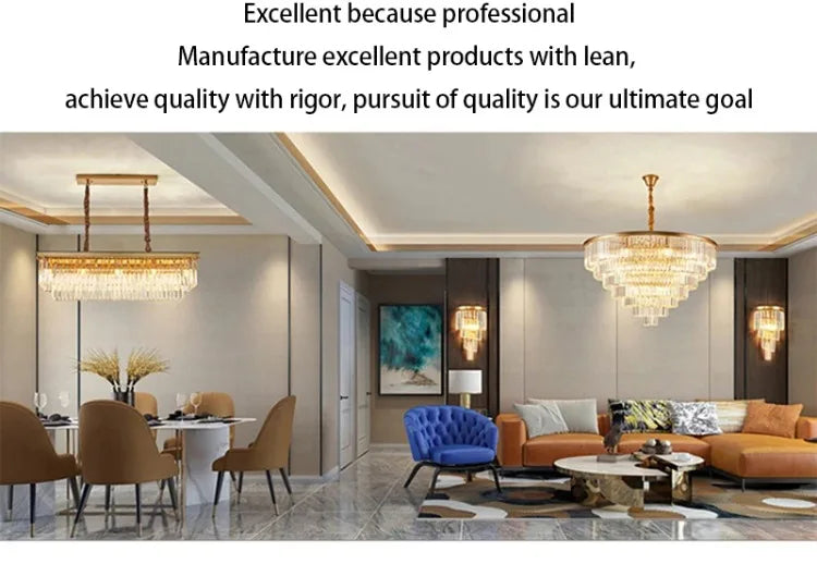 American Luxury Led Crystal Chandelier Modern Multilayer Gold Black Glass Crystal Hanging Lamp Indoor Decor Living Room Kitchen