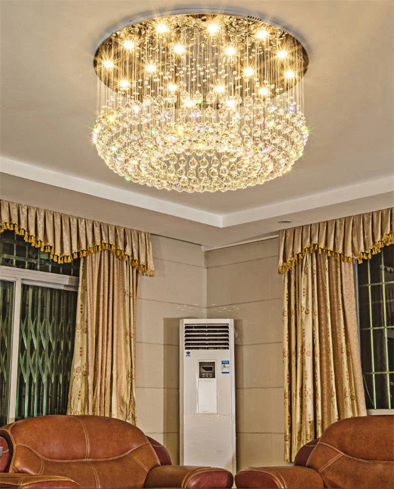 Modern Crystal Chandelier For Ceiling Luxury Led Round Lamp Home Decor Light Living Dining Room Bedroom Lobby K9 Cristal Lustre
