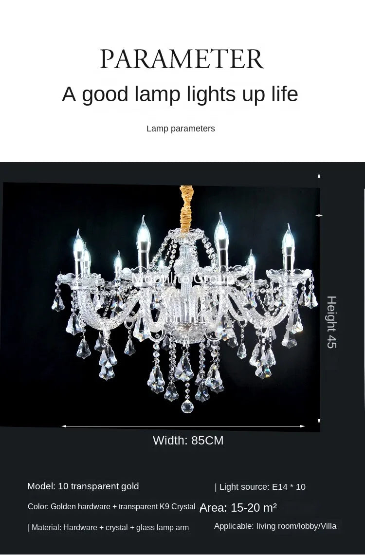 Crystal Modern Chandelier with Luxurious Luster, K9 High-quality Clear Crystal Lamp, Living Room, Auditorium Decoration Light