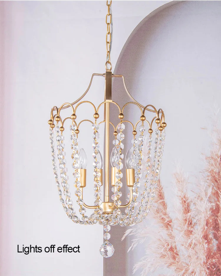 Crystal Chandelier Gold Dining Room Lighting White Wooden Beads Chandeliers For Staircase Kitchen Hallway French Country Lights