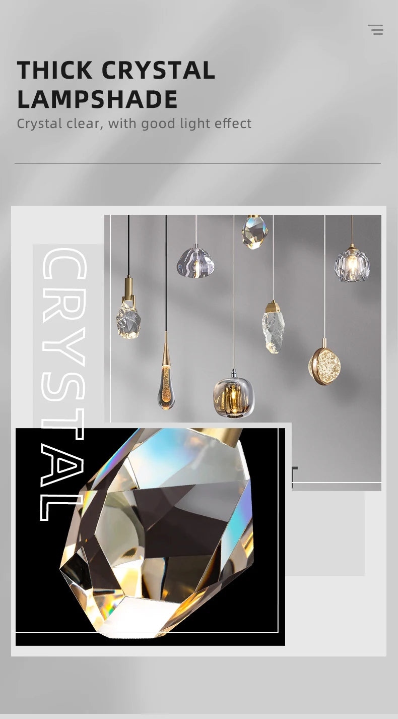 Crystal Chandelier Ceiling for Stairs Modern Led Ceiling Hanging Lamp for Living Room Dining Stair Pendant Lighting