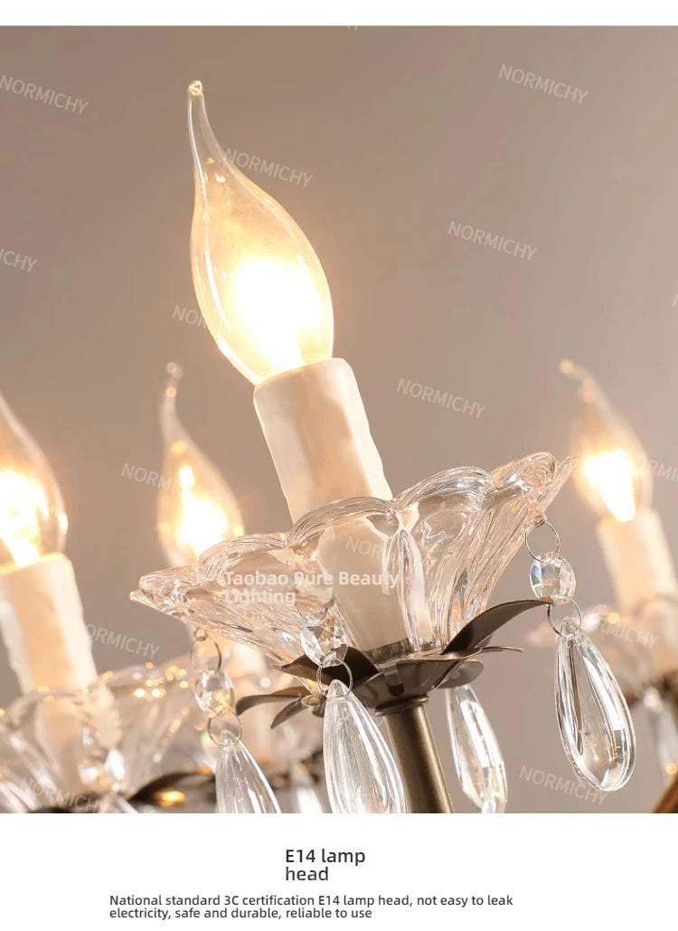 French Crystal Chandelier Retro Light Luxury Living Room Main Light 2025 New Candle High-End Dining Room Bedroom Light