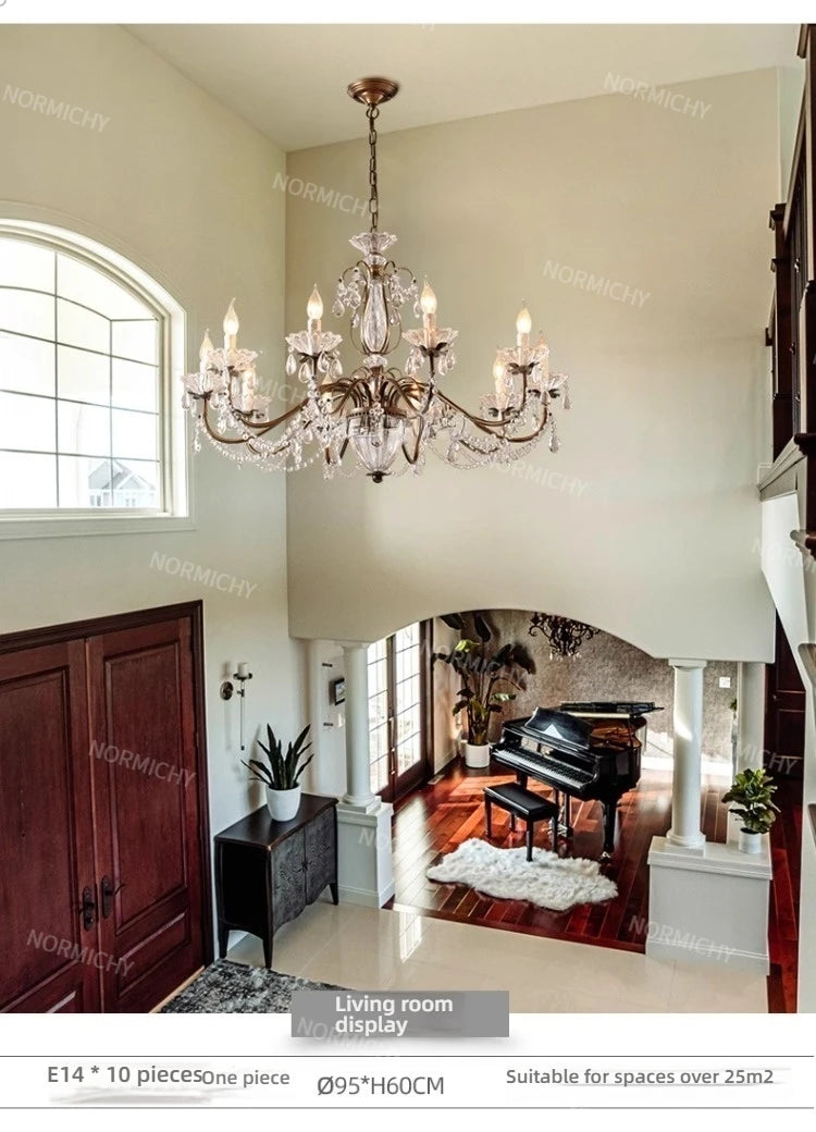 French Crystal Chandelier Retro Light Luxury Living Room Main Light 2025 New Candle High-End Dining Room Bedroom Light