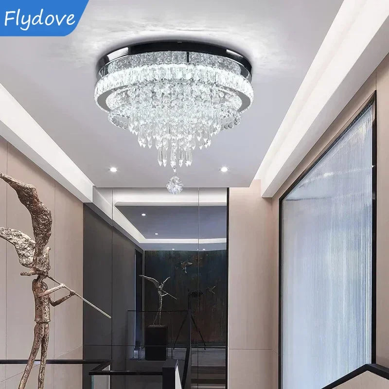 Modern Luxury Minimalist Circular Crystal Chandelier Living Room Restaurant Bar Villa Corridor LED Home Decor Lighting Fixtures
