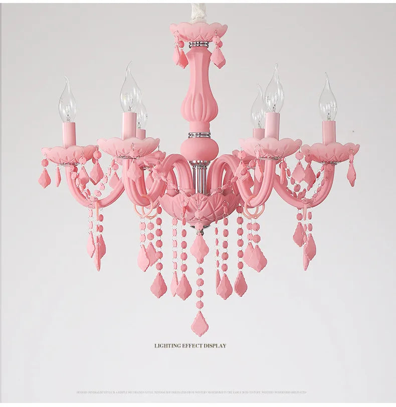 Pink chandelier for Kitchen island Bedroom Kids room girls room wedding chandelier indoor home Art Decor Crystal Chandelier