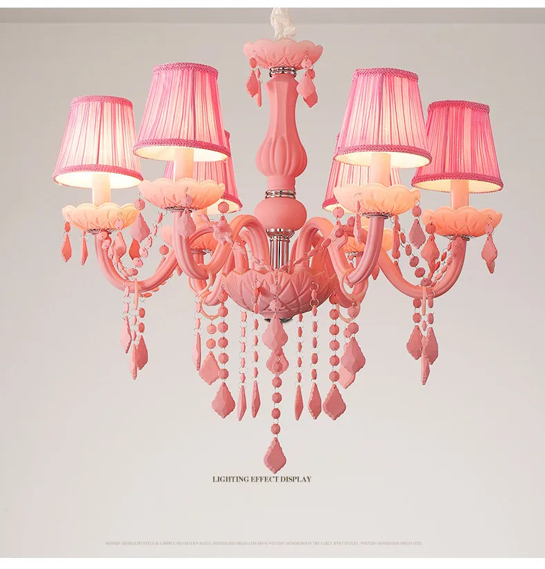Pink chandelier for Kitchen island Bedroom Kids room girls room wedding chandelier indoor home Art Decor Crystal Chandelier