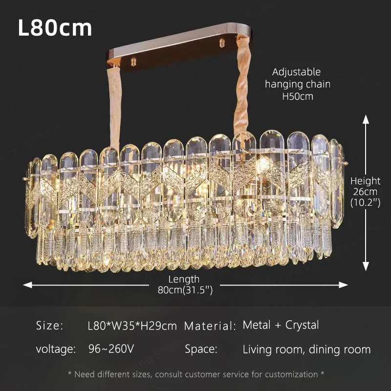 Crystal Chandelier for Dining Table Modern Pendant Light Lustre Suspension Lighting Indoor Living Room Luxury Hanging Lamp