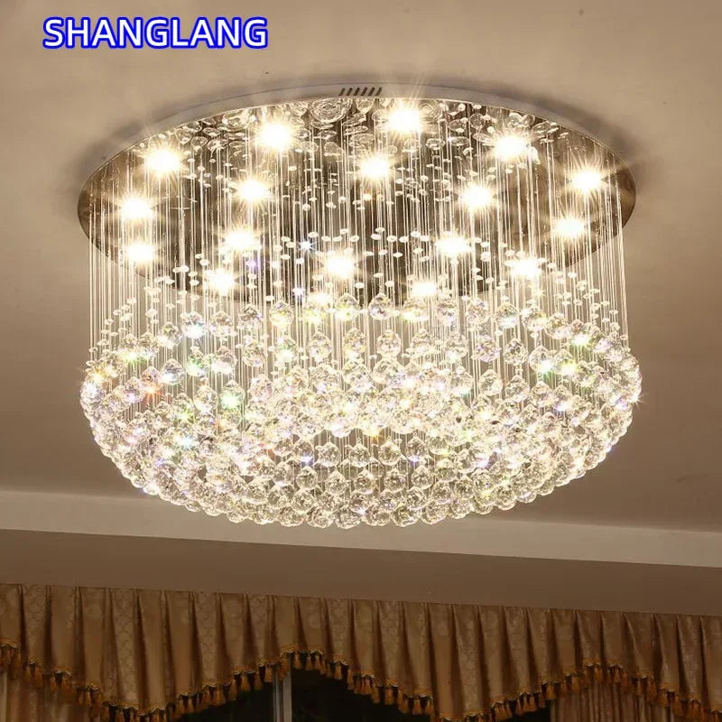Modern Crystal Chandelier For Ceiling Luxury Led Round Lamp Home Decor Light Living Dining Room Bedroom Lobby K9 Cristal Lustre