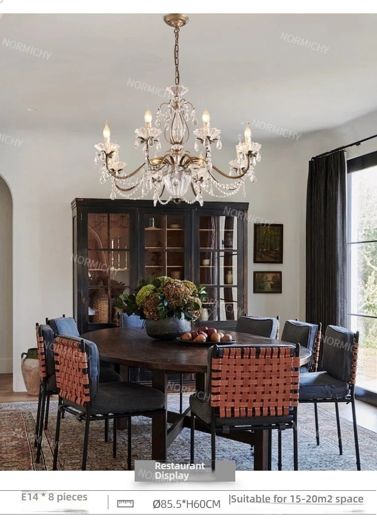 French Crystal Chandelier Retro Light Luxury Living Room Main Light 2025 New Candle High-End Dining Room Bedroom Light