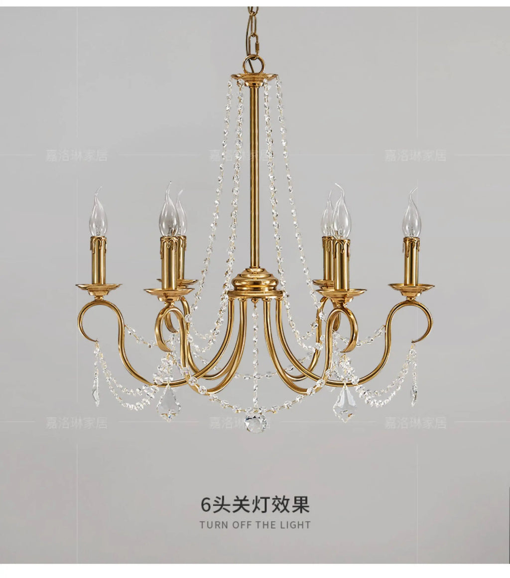 European Restaurant deco Copper LED Candle chandelier for Dining Room deco American Retro Pastoral Entrance kitchen hanging lamp