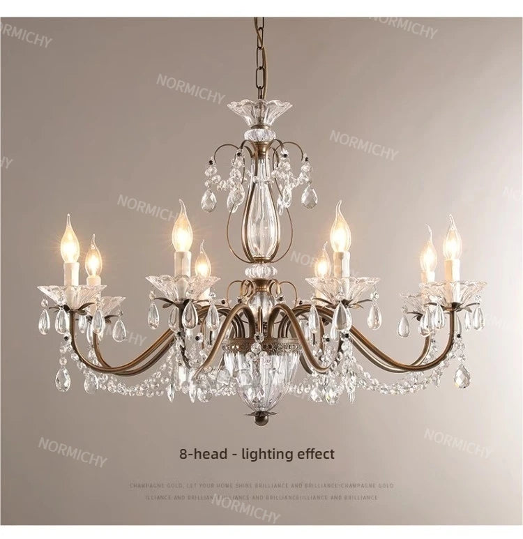 French Crystal Chandelier Retro Light Luxury Living Room Main Light 2025 New Candle High-End Dining Room Bedroom Light