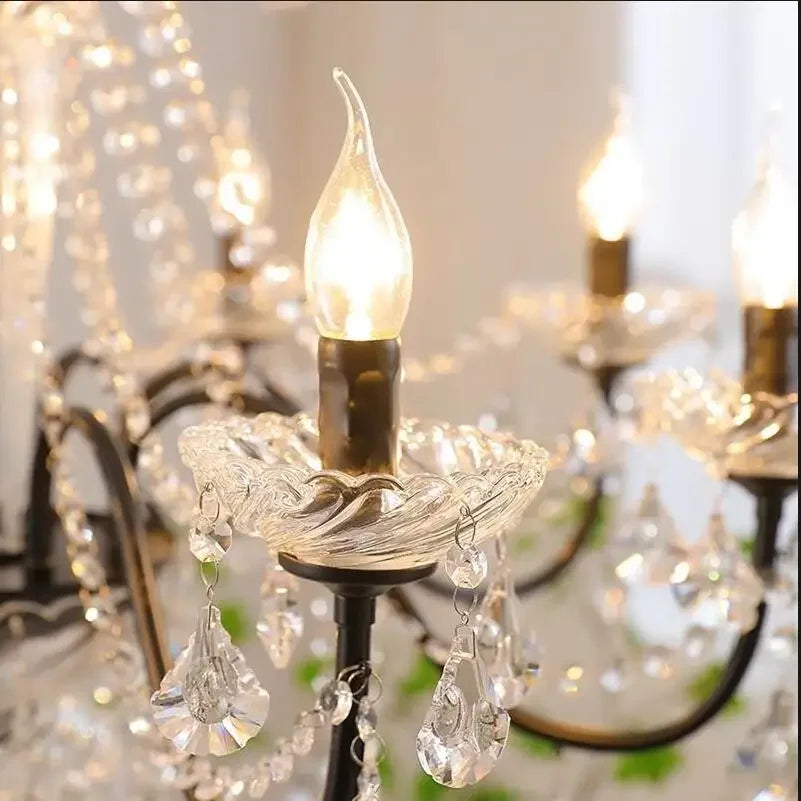 Newly Black Candle Chandelier Nordic Contemporary Crystal Pendant Lamps European crystal chandeliers Lighting AC Home Decoration