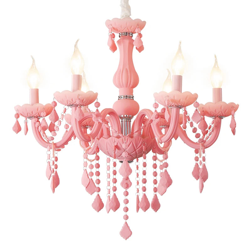 Pink chandelier for Kitchen island Bedroom Kids room girls room wedding chandelier indoor home Art Decor Crystal Chandelier