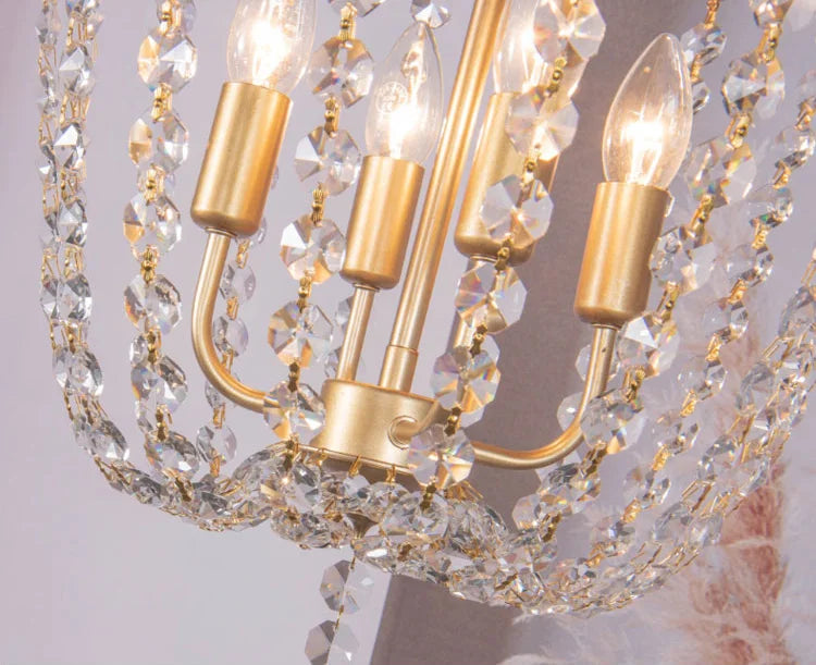 Crystal Chandelier Gold Dining Room Lighting White Wooden Beads Chandeliers For Staircase Kitchen Hallway French Country Lights