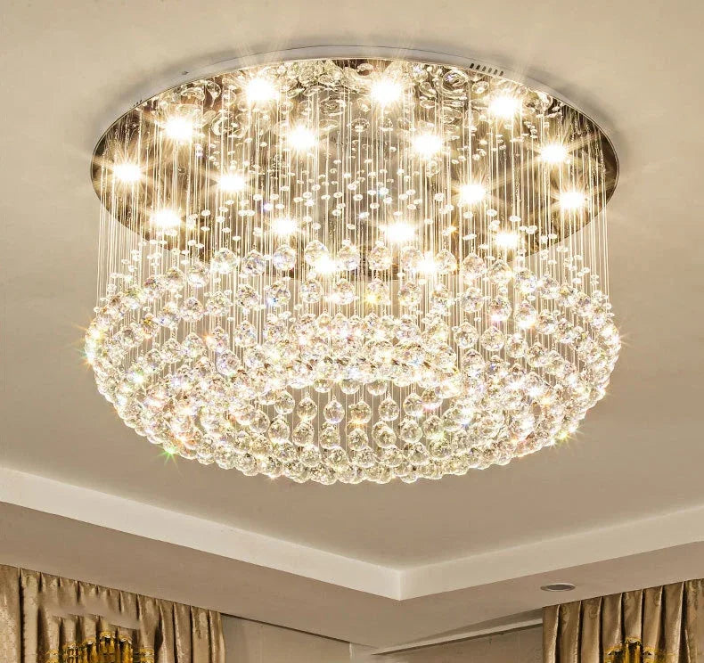 Modern Crystal Chandelier For Ceiling Luxury Led Round Lamp Home Decor Light Living Dining Room Bedroom Lobby K9 Cristal Lustre