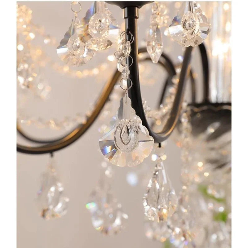 Newly Black Candle Chandelier Nordic Contemporary Crystal Pendant Lamps European crystal chandeliers Lighting AC Home Decoration