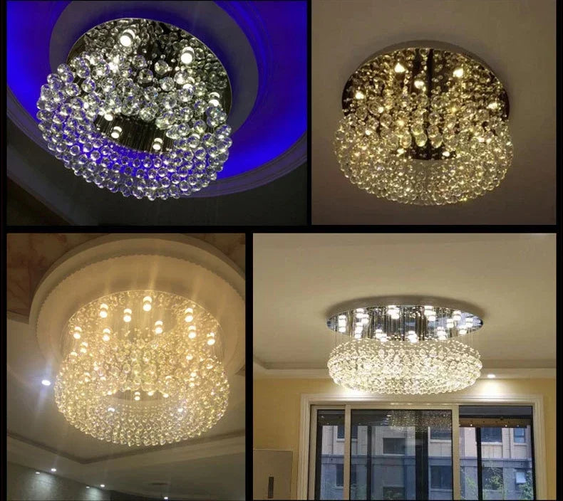 Modern Crystal Chandelier For Ceiling Luxury Led Round Lamp Home Decor Light Living Dining Room Bedroom Lobby K9 Cristal Lustre