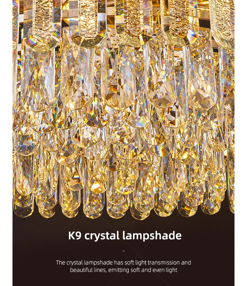 Crystal Chandelier for Dining Table Modern Pendant Light Lustre Suspension Lighting Indoor Living Room Luxury Hanging Lamp