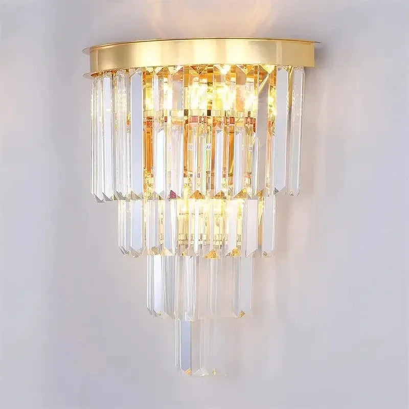 American Luxury Led Crystal Chandelier Modern Multilayer Gold Black Glass Crystal Hanging Lamp Indoor Decor Living Room Kitchen