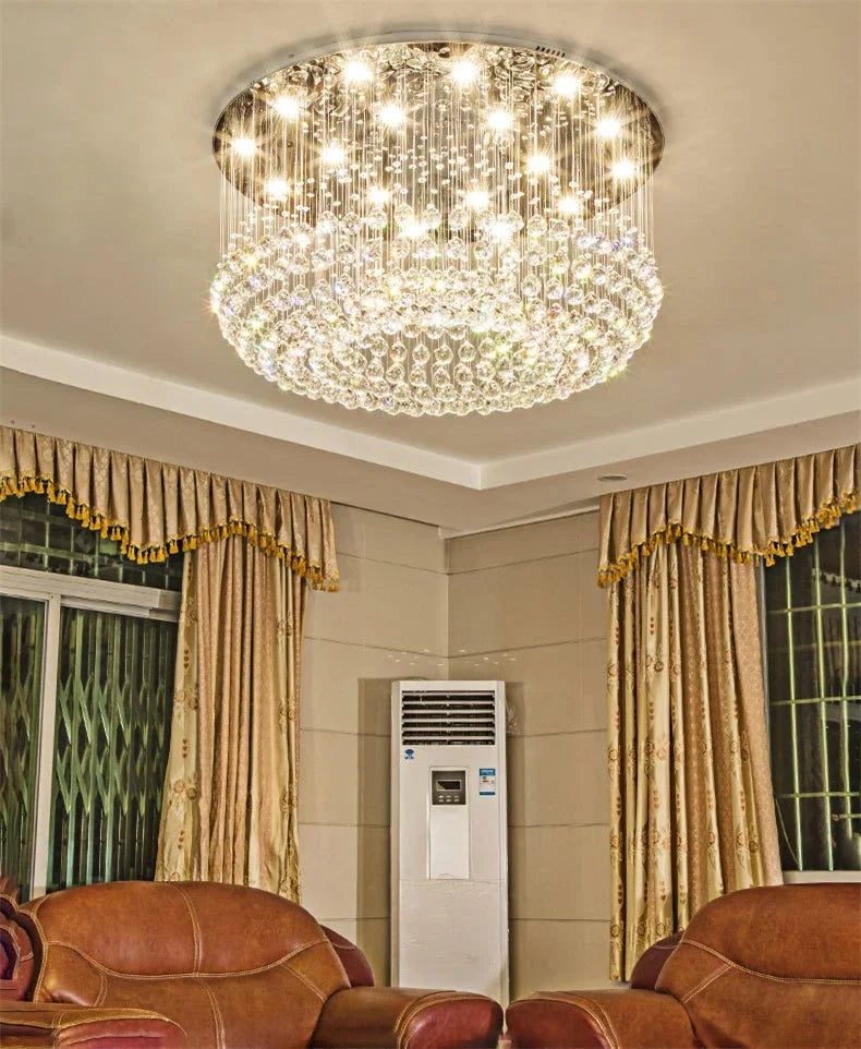 Modern Crystal Chandelier For Ceiling Luxury Led Round Lamp Home Decor Light Living Dining Room Bedroom Lobby K9 Cristal Lustre