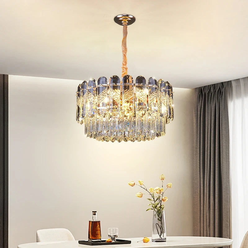 Crystal Chandelier for Dining Table Modern Pendant Light Lustre Suspension Lighting Indoor Living Room Luxury Hanging Lamp