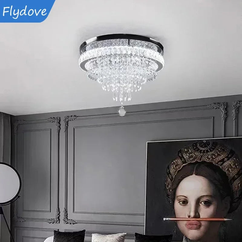 Modern Luxury Minimalist Circular Crystal Chandelier Living Room Restaurant Bar Villa Corridor LED Home Decor Lighting Fixtures