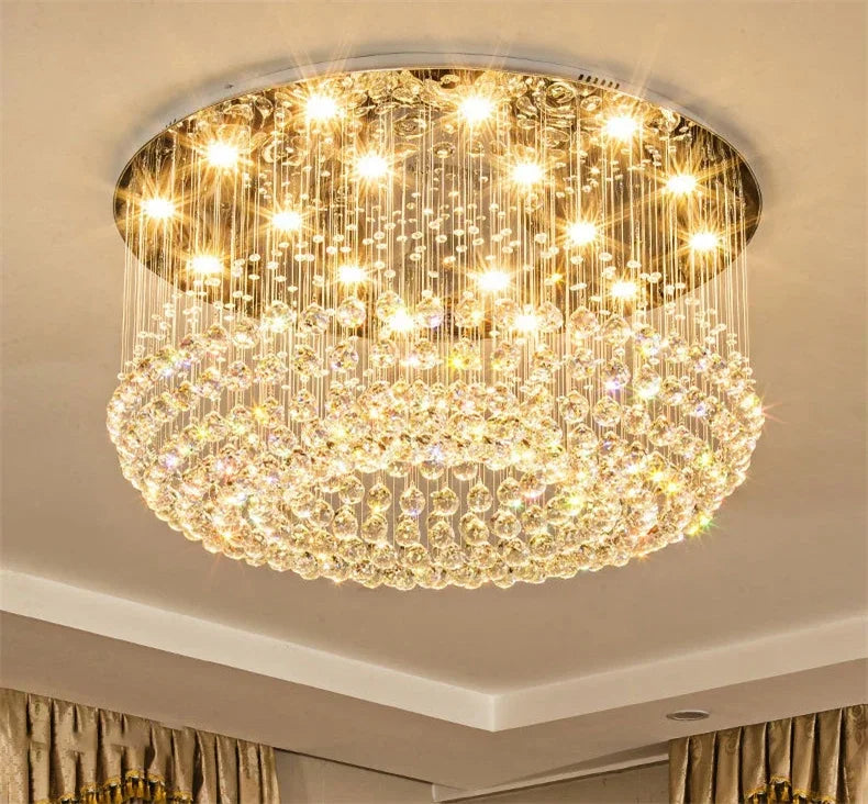 Modern Crystal Chandelier For Ceiling Luxury Led Round Lamp Home Decor Light Living Dining Room Bedroom Lobby K9 Cristal Lustre